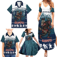 Gruss vom Krampus Christmas Family Matching Summer Maxi Dress and Hawaiian Shirt Creepy Xmas Devil - Wonder Print Shop