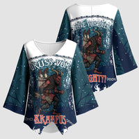Gruss vom Krampus Christmas Kimono Sleeve Blouse Creepy Xmas Devil - Wonder Print Shop