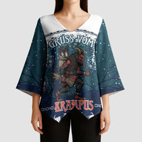 Gruss vom Krampus Christmas Kimono Sleeve Blouse Creepy Xmas Devil - Wonder Print Shop
