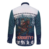 Gruss vom Krampus Christmas Long Sleeve Button Shirt Creepy Xmas Devil - Wonder Print Shop