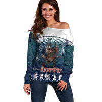 Gruss vom Krampus Christmas Off Shoulder Sweater Creepy Xmas Devil - Wonder Print Shop
