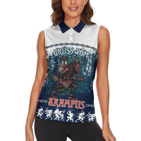 Gruss vom Krampus Christmas Women Sleeveless Polo Shirt Creepy Xmas Devil - Wonder Print Shop