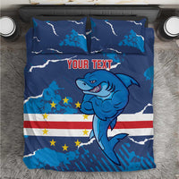 Custom Cape Verde Football Bedding Set Go Blue Sharks - Mascot Version - Wonder Print Shop
