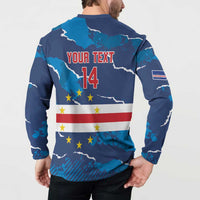 Custom Cape Verde Football Button Sweatshirt Go Blue Sharks - Mascot Version - Wonder Print Shop