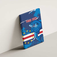 Custom Cape Verde Football Canvas Wall Art Go Blue Sharks - Mascot Version - Wonder Print Shop