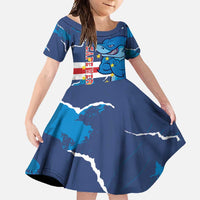 Custom Cape Verde Football Family Matching Off Shoulder Maxi Dress and Hawaiian Shirt Go Blue Sharks - Mascot Version - Wonder Print Shop