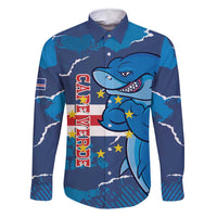 Custom Cape Verde Football Family Matching Off Shoulder Maxi Dress and Hawaiian Shirt Go Blue Sharks - Mascot Version - Wonder Print Shop