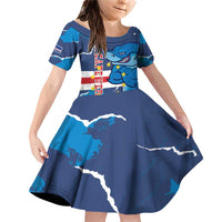 Custom Cape Verde Football Family Matching Off Shoulder Short Dress and Hawaiian Shirt Go Blue Sharks - Mascot Version - Wonder Print Shop