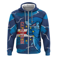 Custom Cape Verde Football Hoodie Go Blue Sharks - Mascot Version - Wonder Print Shop