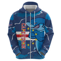 Custom Cape Verde Football Hoodie Go Blue Sharks - Mascot Version - Wonder Print Shop