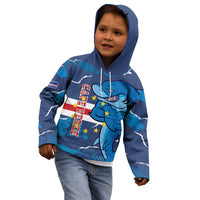 Custom Cape Verde Football Kid Hoodie Go Blue Sharks - Mascot Version - Wonder Print Shop