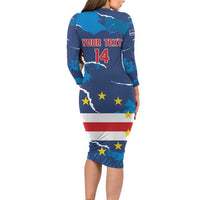 Custom Cape Verde Football Long Sleeve Bodycon Dress Go Blue Sharks - Mascot Version - Wonder Print Shop