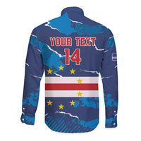 Custom Cape Verde Football Long Sleeve Button Shirt Go Blue Sharks - Mascot Version - Wonder Print Shop