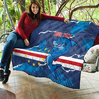Custom Cape Verde Football Quilt Go Blue Sharks - Mascot Version - Wonder Print Shop
