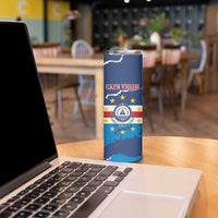 Custom Cape Verde Football Skinny Tumbler Go Blue Sharks - Mascot Version - Wonder Print Shop
