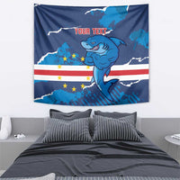 Custom Cape Verde Football Tapestry Go Blue Sharks - Mascot Version - Wonder Print Shop