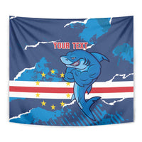 Custom Cape Verde Football Tapestry Go Blue Sharks - Mascot Version - Wonder Print Shop