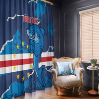 Custom Cape Verde Football Window Curtain Go Blue Sharks - Mascot Version - Wonder Print Shop