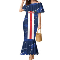 Custom Cape Verde Football Family Matching Mermaid Dress and Hawaiian Shirt Go Blue Sharks - Sporty Version - Wonder Print Shop