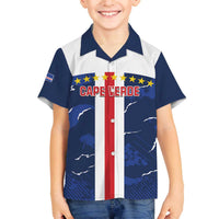 Custom Cape Verde Football Family Matching Off The Shoulder Long Sleeve Dress and Hawaiian Shirt Go Blue Sharks - Sporty Version - Wonder Print Shop