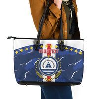 Custom Cape Verde Football Leather Tote Bag Go Blue Sharks - Sporty Version - Wonder Print Shop