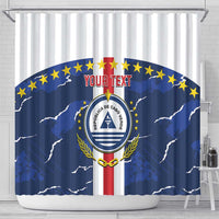Custom Cape Verde Football Shower Curtain Go Blue Sharks - Sporty Version
