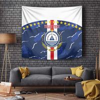 Custom Cape Verde Football Tapestry Go Blue Sharks - Sporty Version - Wonder Print Shop