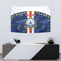 Custom Cape Verde Football Tapestry Go Blue Sharks - Sporty Version - Wonder Print Shop