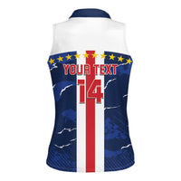 Custom Cape Verde Football Women Sleeveless Polo Shirt Go Blue Sharks - Sporty Version - Wonder Print Shop