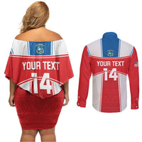 Custom Liberia Football Couples Matching Off Shoulder Short Dress and Long Sleeve Button Shirt Go Lone Stars - Sporty Style - Wonder Print Shop