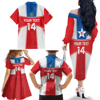 Custom Liberia Football Family Matching Off The Shoulder Long Sleeve Dress and Hawaiian Shirt Go Lone Stars - Sporty Style - Wonder Print Shop