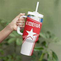 Custom Liberia Football Tumbler With Handle Go Lone Stars - Sporty Style - Wonder Print Shop