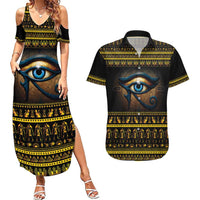 Ancient Egypt Eye Of Ra Couples Matching Summer Maxi Dress and Hawaiian Shirt Sun To The Egyptians - Wonder Print Shop