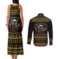 Ancient Egypt Eye Of Ra Couples Matching Tank Maxi Dress and Long Sleeve Button Shirt Sun To The Egyptians - Wonder Print Shop