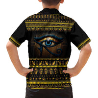 Ancient Egypt Eye Of Ra Family Matching Off The Shoulder Long Sleeve Dress and Hawaiian Shirt Sun To The Egyptians - Wonder Print Shop