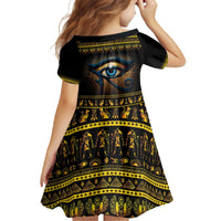 Ancient Egypt Eye Of Ra Family Matching Off The Shoulder Long Sleeve Dress and Hawaiian Shirt Sun To The Egyptians - Wonder Print Shop