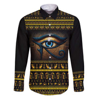 Ancient Egypt Eye Of Ra Family Matching Off The Shoulder Long Sleeve Dress and Hawaiian Shirt Sun To The Egyptians - Wonder Print Shop