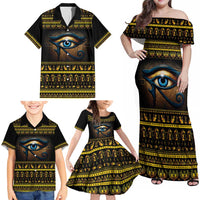 Ancient Egypt Eye Of Ra Family Matching Off Shoulder Maxi Dress and Hawaiian Shirt Sun To The Egyptians - Wonder Print Shop