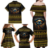 Ancient Egypt Eye Of Ra Family Matching Off Shoulder Maxi Dress and Hawaiian Shirt Sun To The Egyptians - Wonder Print Shop