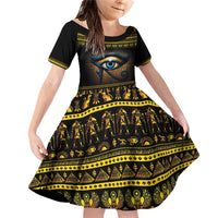 Ancient Egypt Eye Of Ra Family Matching Off Shoulder Short Dress and Hawaiian Shirt Sun To The Egyptians - Wonder Print Shop
