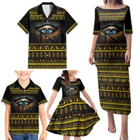 Ancient Egypt Eye Of Ra Family Matching Puletasi and Hawaiian Shirt Sun To The Egyptians - Wonder Print Shop