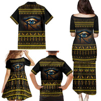 Ancient Egypt Eye Of Ra Family Matching Puletasi and Hawaiian Shirt Sun To The Egyptians - Wonder Print Shop