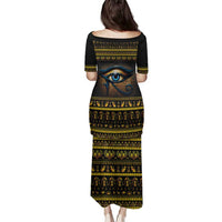 Ancient Egypt Eye Of Ra Family Matching Puletasi and Hawaiian Shirt Sun To The Egyptians - Wonder Print Shop