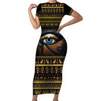 Ancient Egypt Eye Of Ra Family Matching Short Sleeve Bodycon Dress and Hawaiian Shirt Sun To The Egyptians - Wonder Print Shop