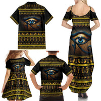 Ancient Egypt Eye Of Ra Family Matching Summer Maxi Dress and Hawaiian Shirt Sun To The Egyptians - Wonder Print Shop