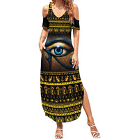 Ancient Egypt Eye Of Ra Family Matching Summer Maxi Dress and Hawaiian Shirt Sun To The Egyptians - Wonder Print Shop