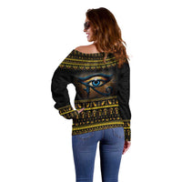 Ancient Egypt Eye Of Ra Off Shoulder Sweater Sun To The Egyptians - Wonder Print Shop