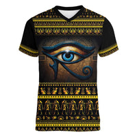 Ancient Egypt Eye Of Ra Women V-Neck T-Shirt Sun To The Egyptians - Wonder Print Shop