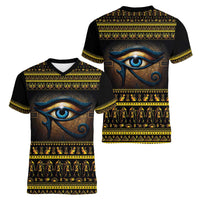 Ancient Egypt Eye Of Ra Women V-Neck T-Shirt Sun To The Egyptians - Wonder Print Shop