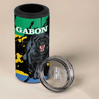 Personalized Gabon 4 in 1 Can Cooler Tumbler Gabonese Black Panther With Map - Wonder Print Shop